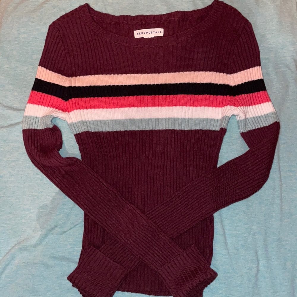Aeropostale maroon and multicolored sweater